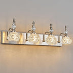 Modern Glass Crystal Vanity Light - Vintage Bathroom Lighting Fixtures Over Mirror, 4 Light Vanity Lights G9 Bulb (27.55 Inch, Nickel)