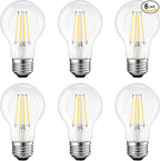 LUXRITE Vintage A19 LED Light Bulbs 60W Equivalent, 5000K Bright White Dimmable, 800 Lumens, Standard LED Edison Bulb 8W, UL Listed, E26 Base (6 Pack)