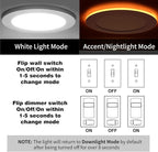 Meconard 24 Pack 6 Inch 5CCT LED Recessed Ceiling Light with Night Light, 2700K/3000K/3500K/4000K/5000K Selectable Ultra-Thin Lighting, 12W=110W, 1050LM, Dimmable Canless Wafer Downlight ETL&FCC