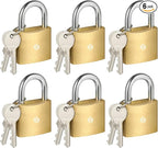 HOX 6-Pack Keyed Padlock, Waterproof and Rustproof, Solid Brass Lock with 1-1/4" Wide Body, Padlock with Keys for Storage Unit, Sheds, Garages and Fence