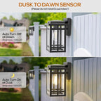 2 Packs Dusk to Dawn Outdoor Wall Lighting 9.76'', Exterior Light Fixture Wall Mount for House Front Porch Light, Black Anti-Rust Modern Outdoor Lantern with Tempered Glass Shade for Garage