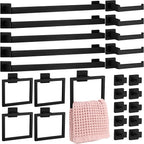 Gisafai 25 Pcs Bathroom Hardware Accessories Set 23.6 Inch Bath Towel Bar Kit Stainless Steel Bathroom Hardware Set Towel Racks Ring Hooks Paper Holder for Wall Mounted (Black)