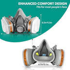 TRQWH Dust Goggles Reusable Respirator Mask with Filters for Polishing, Spraying, Dust, Construction Work, Woodworking and More