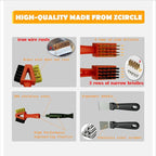 3Pcs (2 Heavy Duty Wide Using Stainless Steel Scraper and 3-in-1Kitchen Stove Cleaning Brush), Brass Brush,Wire Brush,Metal Brush,Nylon Brush, Rust Cleaner for Pot, Range Hood Grease Grime Cleaner