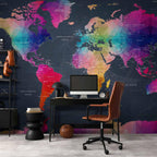 artgeist Wall Mural World Map 135"x101" - XXL Peel and Stick Self-Adhesive Wallpaper Removable Large Sticker Foil Wall Decor Print Picture Image Design Map of The World k-A-0126-a-a