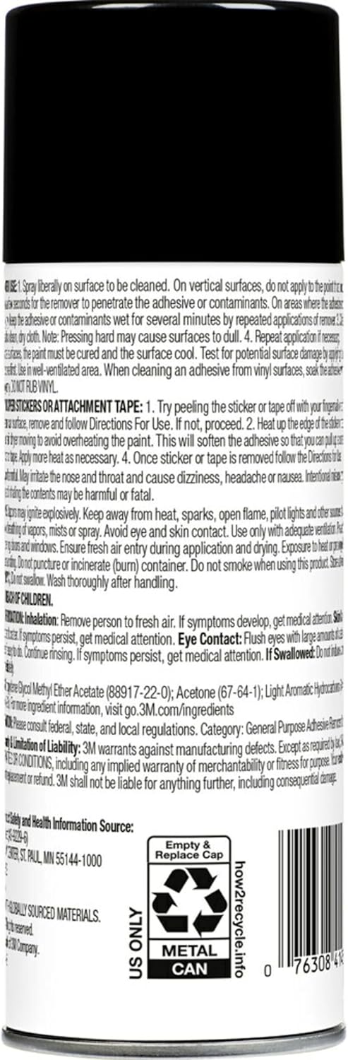 3M Adhesive Remover 12 oz (Pack of 6) – Low VOC, CARB Compliant, Fast-Acting Residue-Free Solvent Removes Adhesives, Stickers, Tape, Tar & Wax – Safe on Automotive Paint, Glass & Vinyl