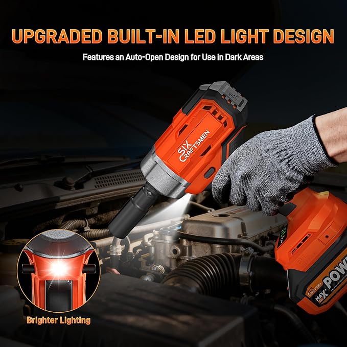 21V Cordless Impact Wrench, 1/2" Brushless Impact Driver Kit 516Ft-lbs (700N.m) with 2*4.0Ah Batteries,4 Sockets,10 Drill Bits,High Torque Electric Impact Gun for Car Tire Truck RV Mower