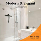 Shower Squeegee for Glass Doors 10" - All Purpose Squeegee for Window Bathroom Glass Mirror Bathroom Tile with Suction Cup Hooks - Black