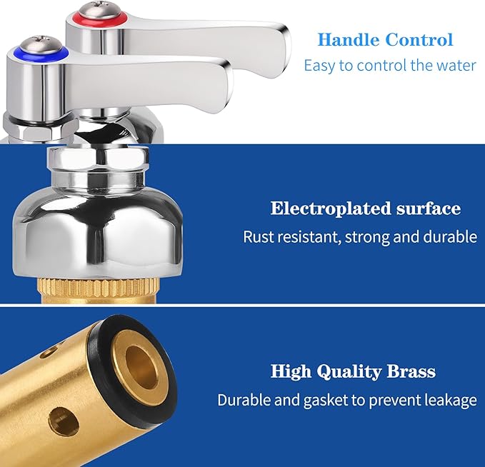 Hot and Cold Side Handle Stem Assembly, Brass Spindle Assembly Replacement Fit for All T&S Faucet Valve (Replace 002713-40 002714-40)