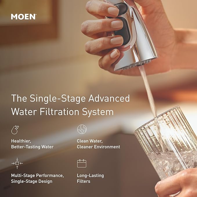 Moen Black Single Stage Under Sink Advanced Water Filtration System Advanced Carbon Replacement Filter for F9800, F9820