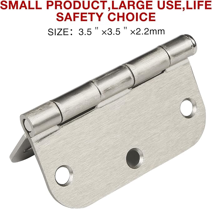 18 Pack Rounded Brushed Nickel Door Hinges 3-1/2" x 3.5 Inch 5/8 Radius for Interior Doors 3 ½ Inch Heavy Duty Hardware Fittings No Squeak House Villa Cando Loft Home Room Ironmongery Satin Sliver