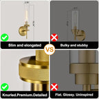 Gold Bathroom Light Fixtures Over Mirror, Vanity Lights Set of 2 with Knurled Texture, Brushed Gold Wall Sconces with Clear Glass Shade, Modern Industrial Bathroom Lighting for Bedroom, Living Room