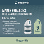 45% Vinegar (1 Gallon) - General Purpose All-Natural Multi-Surface Cleaner for Home, Patio & Commercial - High Performance, Powerful Concentrated Acetic Acid - Made in USA