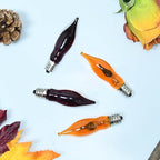 12 Pack Halloween Lights, C7 Clear Orange and Purple Flickering Flame Replacement Bulbs for String Lights Outdoor, E12 Base, Flame Bulbs for Halloween Indoor Outdoor Garden Patio Party Decorations