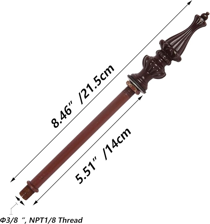 Bieye SS008 Lampshade Support with Finial for Tiffany Style Stained Glass Floor Lamp Table Lamp (G3/8 140mm Crown)