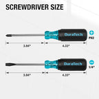 DURATECH 2-Piece S2 Steel Screwdriver Set, Professional Screwdrivers with Non-Slip Cushion Grip & Marked Specifications, Phillips and Flathead Screw Driver, Hand Tool for Home and Industrial Use