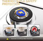 12 Inch Gas Cooktop, Propane Stove Top with 2 ITALY SABAF Sealed Burners 18,000BTU, NG/LPG Convertible Built-in Stainless Steel Stovetop with Thermocouple Protection for Rvs Kitchen Outdoor