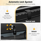 6-Drawer Tool Box, ARNOT 24" Heavy-Duty Steel Tool Chest, Portable Tool Storage Organizer with Auto-Locking Drawers, Top Tool Tray, and Side Handles for Garage, Warehouse, or Workshop Storage (Black)