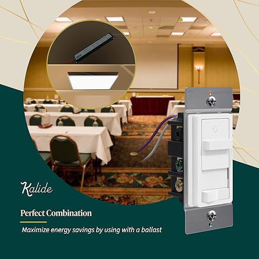 TOPGREENER Kalide 0-10V Dimmer Light Switch, LED Dimmer Switch, Low Voltage Dimmer, 3-Way or Single Pole, 120VAC 60Hz, 120VAC 10A/ 277VAC 5A LED, TGSDS-010-W, White