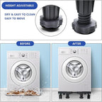 Updated Fridge Stand Mobile Base with Double Pipes 4 Locking Wheels 4 Strong Feet, Adjustable Furniture Dolly for Washer Dryer Washing Machine Stand Pedestal, Refrigerator (Grey, Extra Large)