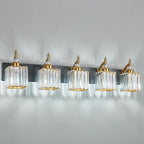 Modern Crystal Vanity Lights Black Gold 5 Light Bathroom Vanity Light Fixtures Over Mirror