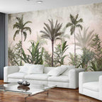 Tropical Greenery and Leaves Mural, Large Art Backdrop Wallpaper, Sofa Backdrop and TV Backdrop Wall Mural(Non-self-Adhesive)