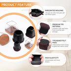 Ezprotekt 24 Pcs Square Chair Leg Floor Protectors for Hardwood Floors, Silicone Felt Furniture Pads, Table Chair Leg Cups Covers, Bar Stools Leg Protectors Caps (XL Fit: 1.5" - 2", Black)