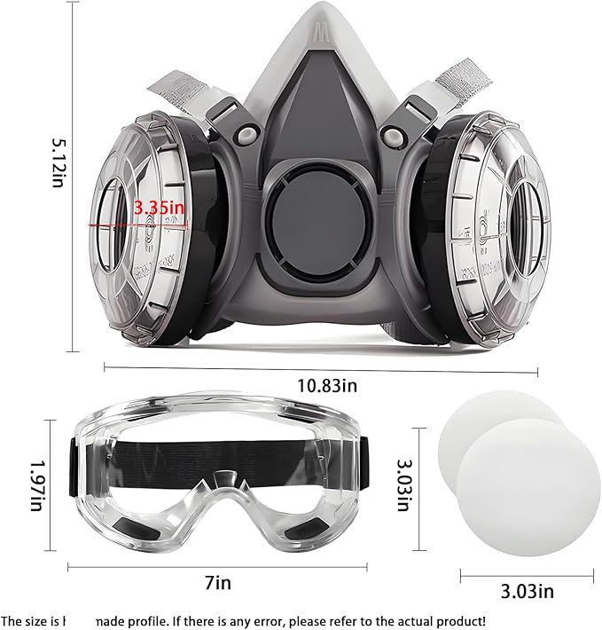 Respirator Mask,6200 Dust Mask,With Safety Glasses,High-Efficiency Filtration Technology,Comprehensive Protection,20 Spare Dust Cotton Pads,Ideal for Filtering Dust,Smoke, And Other Particulate Matter