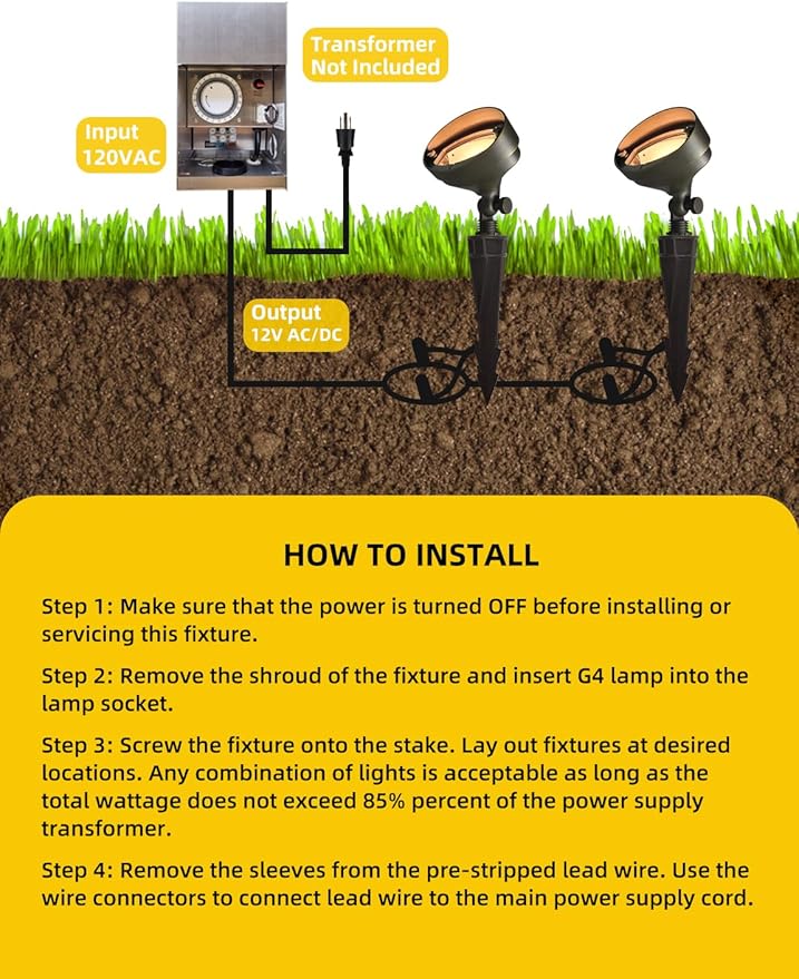 COLOER Die-cast Brass Landscape Wall Wash Lighting, 9-17 Volt Flood Lights Outdoor, Bronze LED Floodlight Fixture for Illuminating Signs, Walls and Plant Material(501B,10-Pack Without Bulb)