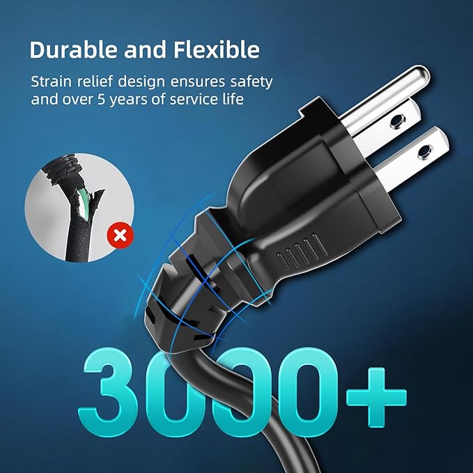 6 FT Outdoor Extension Cord Waterproof, Black, 3-Prong Power Cord, 16 AWG SJTW, 13A 1625W, Grounded, General Purpose Long Extension Cord for Lawn & Garden, ETL Listed