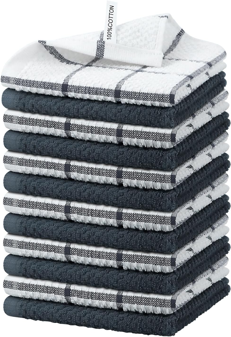 Nialnant 12 Pack Kitchen Dish Cloths,100% Cotton Soft Absorbent Quick Drying Dish Rags for Kitchen,Washing Dishes,Cleaning Rags