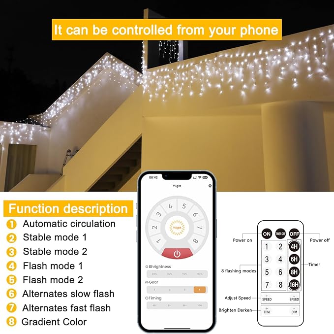 Christmas String Lights Outdoor - 99Ft/30M 1280 LED 8 Modes with Remote Control and App Waterproof Christmas Lights for Patio Yard Garden Wedding Party-White