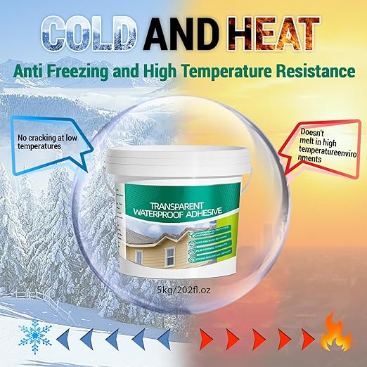 5Kg/202Fl.oz Transparent Waterproof Coating Invisible Waterproof Agent Set with Indoor&Outdoor Insulating Sealant with Wooden Brush Putty Knife Cut Resistant Work Gloves Paint Roller(6L/1.58Gal)