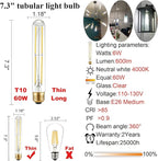 LiteHistory T10 LED Bulb 6W Equal E26 LED Bulb 60 Watt dimmable Neutral White 4000K E26 Edison Bulb AC120V 600lm Tubular Light Bulb T9 for Rustic Pendant,Island,Chandeliers,Wall sconces Pack of 6