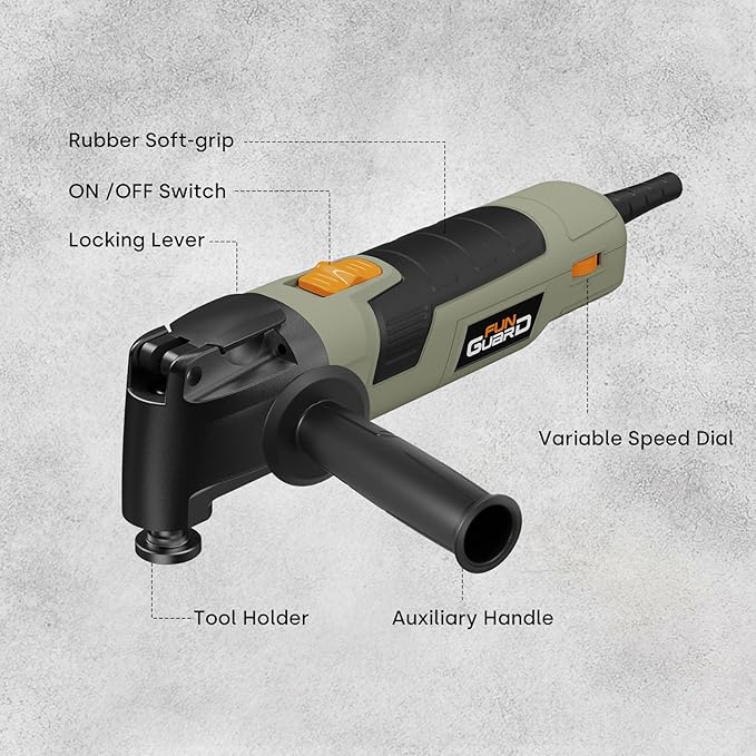 Oscillating Tool 300W, 6 Variable Speeds 22000 OPM Electric Corded Multi-tool with 3.5°Oscillation Angle, Quick Change Blade System,30pcs Accessories for Cutting, Sanding, Grinding, Scraping