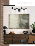 TENGXIN 4-Light Bathroom Light Fixtures, Matte Black Vanity Lights Over Mirror, Farmhouse Wall Sconces with Dual Glass Shade, Modern Wall Lamp for Bathroom Hallway Living Room Cabinet,TXVLBK03