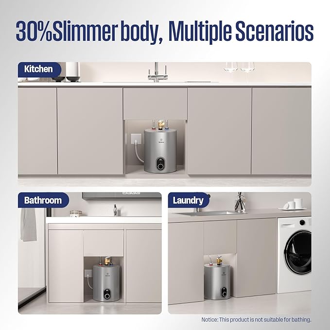 Westinghouse 1.5 Gal Compact Mini-Tank Electric Water Heater - 120V Under Sink Point-of-Use On-Demand Hot Water for Kitchen, Bathroom, Home - CSA Listed