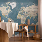 artgeist Wall Mural World Map 193x138 in - XXL Peel and Stick Self-Adhesive Wallpaper Removable Large Sticker Foil Wall Decor Print Picture Image Design Map of The World k-B-0063-a-a