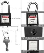 SAFBY Lockout Tagout Locks, Safety Padlock, Keyed Differently Loto Safety Padlocks for Lock Out Tag Out Kits Station (Black NO.1-10)