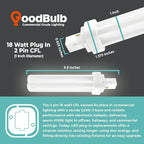 GoodBulb 18 Watt CFL Light Bulbs 2 Pin G24D-2 Base 4100K Cool White 18W High Output 1200 Lumens Double Tube Compact Fluorescent Light Bulbs Plug-in 10 Pack