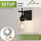 Vanity Bathroom Light, 1-Light Bathroom Light Fixtures Over Mirror, Black Vanity Lights for Bathroom with Clear Glass, Modern Wall Lamp for Cabinet Hallway, Bedroom