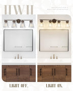 4-Light Bathroom Vanity Light, HWH Oil-Rubbed Bronze Bathroom Light Fixtures Farmhouse Vanity Lamp Over Mirror with Clear Striped Glass Shade, 5HZG97B-4W ORB