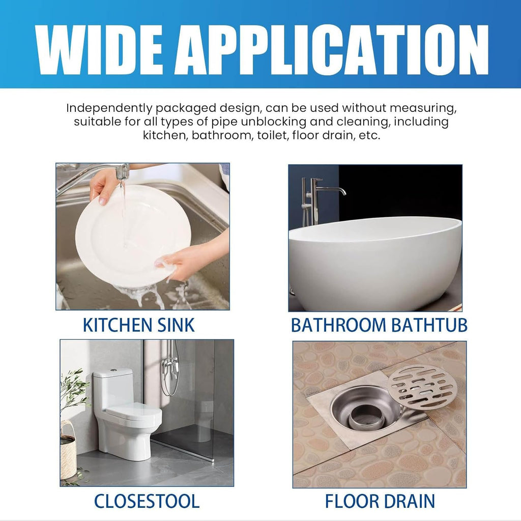 Pipeline Dredging Agent, Drain Clog Remover, Powerful Pipe Dredging Agent Powder, Sink and Drain Pipe Unclogging Agent For Kitchen Toilet (2)