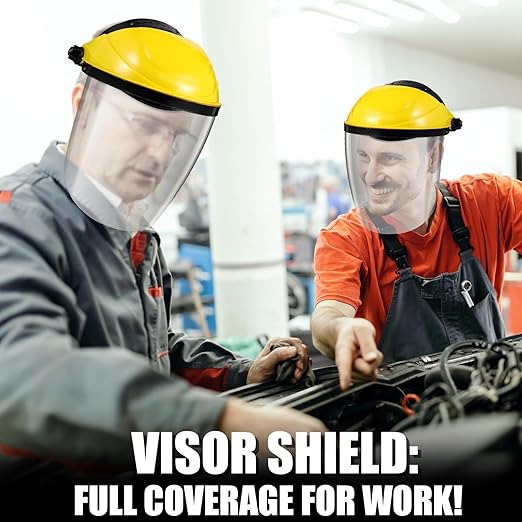 4 Pack Safety Face Shield for Grinding and Cutting, Full Impact Resistant Face Shield Mask for Work Chemical Woodworking (Yellow)