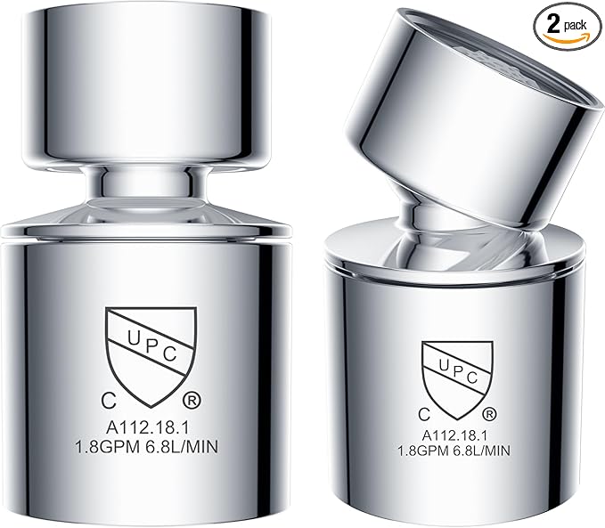 Hibbent 2 Pack NSF/ANSI/CAN 61 Certified Faucet Aerator, CUPC Certification 360 Degree Swivel Sink Aerator, Dual-function Sprayer Faucet Replacement Part, 55/64 Inch Female Thread, Chrome