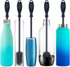 12.5" Silicone Bottle Brush & Straw Cleaner Brush Set | Water Bottle Cleaner for Hydro Flasks, Tumblers, Glassware, Vases and Narrow Neck Containers