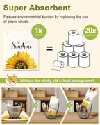 6 Pack Swedish Dishcloths for Kitchen - Reusable Dish Cloths for Washing Dishes Absorbent Cute Funny Kitchen Towels Cleaning Sponge, Sunflower