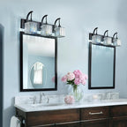 Crystal Vanity Lights 3-Light Black Bathroom Vanity Lights Modern Crystal Bathroom Light Fixtures Over Mirror 23.62" Long Vanity Light for Bathroom