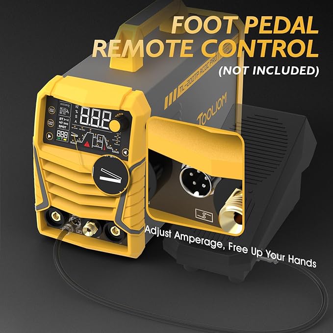 TOOLIOM 200A AC/DC TIG Welder with Pulse, Dual Voltage 110V/220V, Aluminum Welder with IGBT Inverter, Large LED Display, AC TIG/DC TIG/Pulse TIG/SPOT TIG/Stick Multiprocess Welding Machine