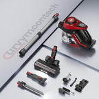 Cordless Vacuum Cleaner, 30Kpa Home Stick Vacuum, Smart Display & 1.5L Dust Cup, 55mins Max Runtime, Rechargeable Lightweight Handheld Vavuum for Pet Hair/Carpet/Hardwood Floor/Car (Red)